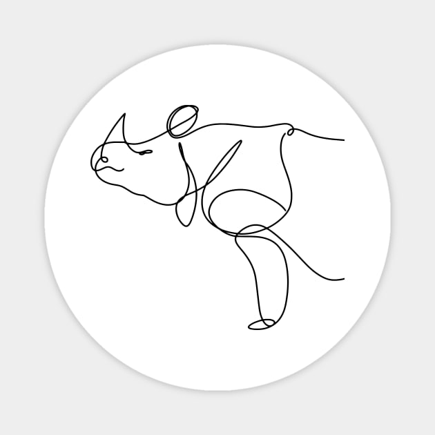 rhino lineart illustration Magnet by Pengrajin